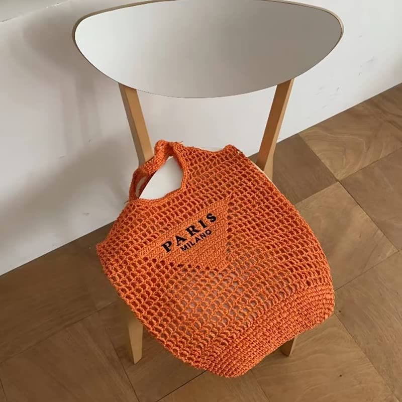 Beach Bag For Women Knitted Retro Hollowed Out Handbag