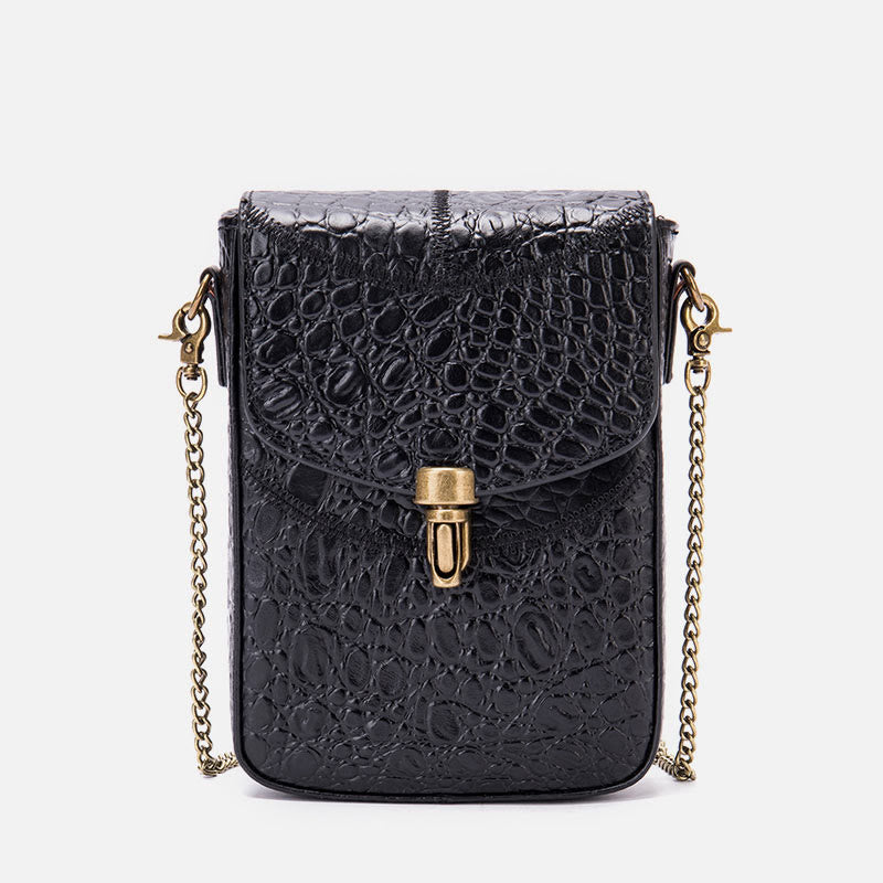 Small Chain Bag For Women Mix Color Leather Crossbody Phone Bag