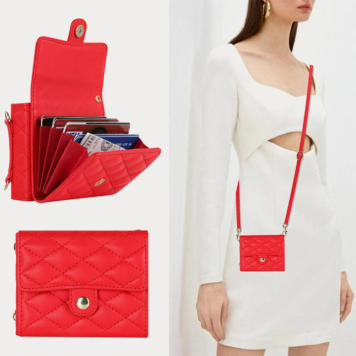 Phone Case For Daily Use Folded Diamond Pattern Crossbody Case