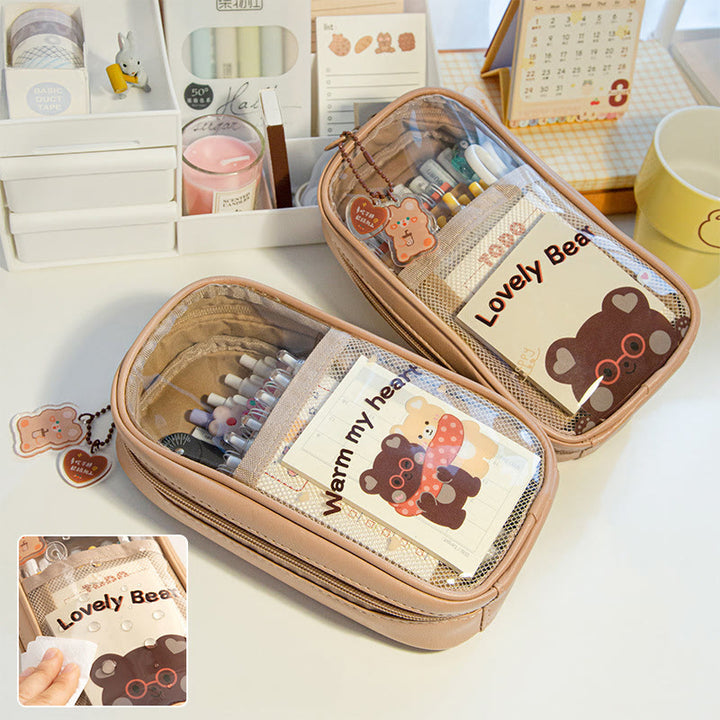 Pencil Case For Students Simple Transparent Vertical Style Pencail Bag
