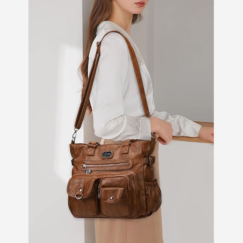 Women Large Underarm Tote Multiple Pockets Two Use Crossbody Bag - image 5