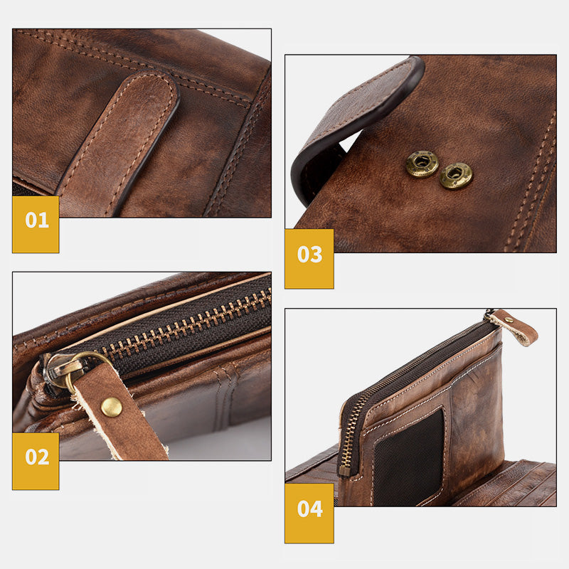 RFID Genuine Leather Long Wallet Purse