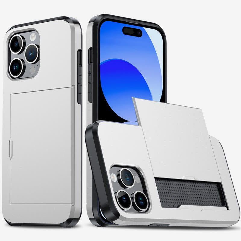 Iphone Slide Card Phone Case 2 In 1 Anti Fall Wallet Case