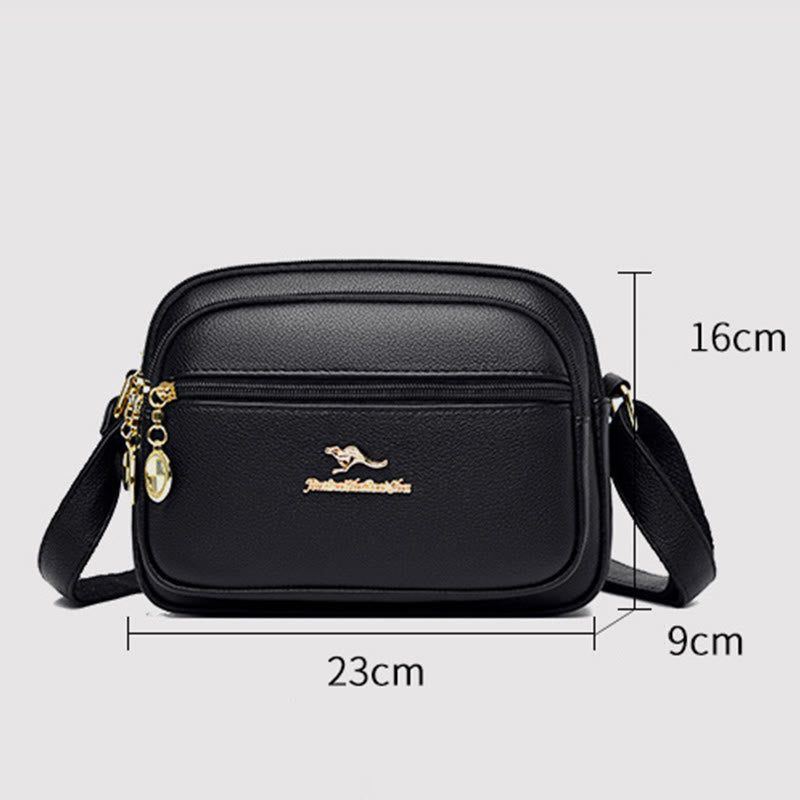 Double Compartment Purse Women Minimalist Soft Leather Cross Body Bag