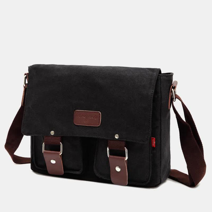 Canvas Messenger Bag for Men Multi-Pocket Vintage Crossbody Shoulder Bag