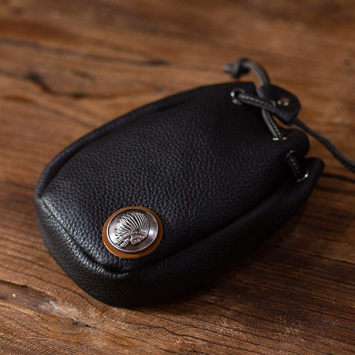 Retro Unisex Waist Pouch Small Drawstring Leather Belt Bag