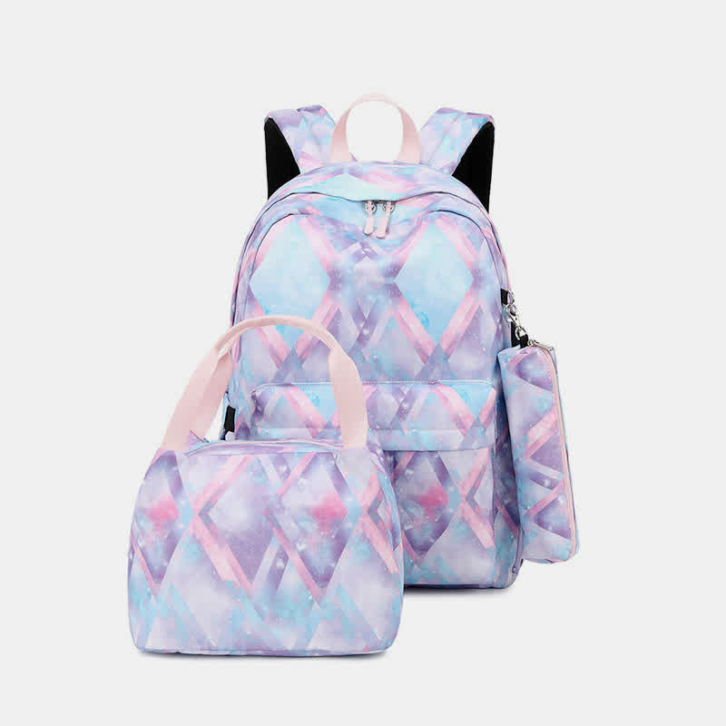 School Backpack Daypack Cute 3-Pcs Schoolbag Set with USB Charging Port