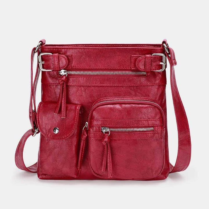 Large-Capacity Waterproof Crossbody Bag - Crimson - image 21