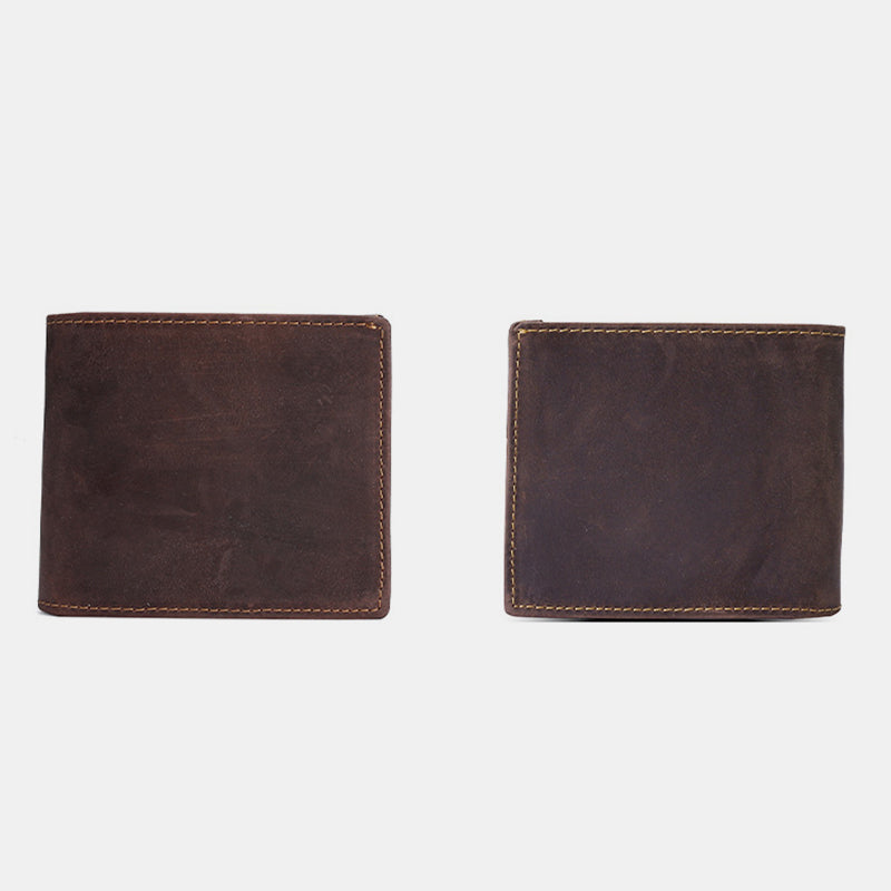 Retro Men's Large Capacity Genuine Leather Bifold Wallet Credit Card Holder