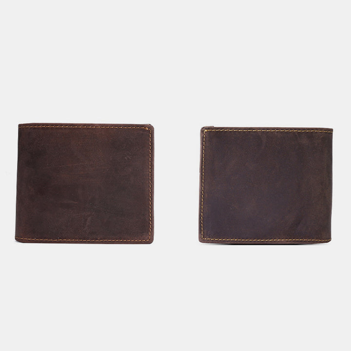 Retro Men's Large Capacity Genuine Leather Bifold Wallet Credit Card Holder