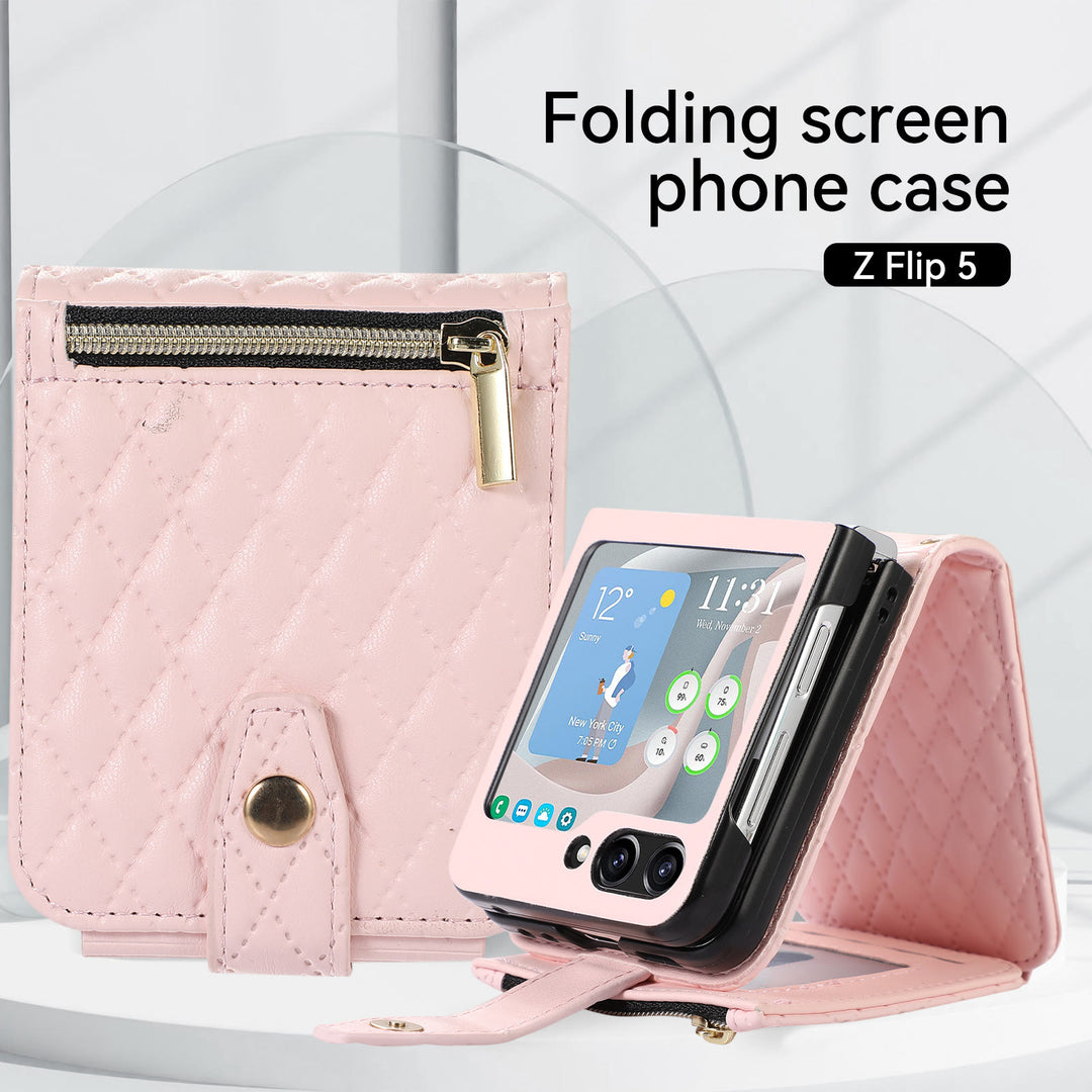 Phone Case For Daily  Z Flip5 Folded Quilted Pattern Case