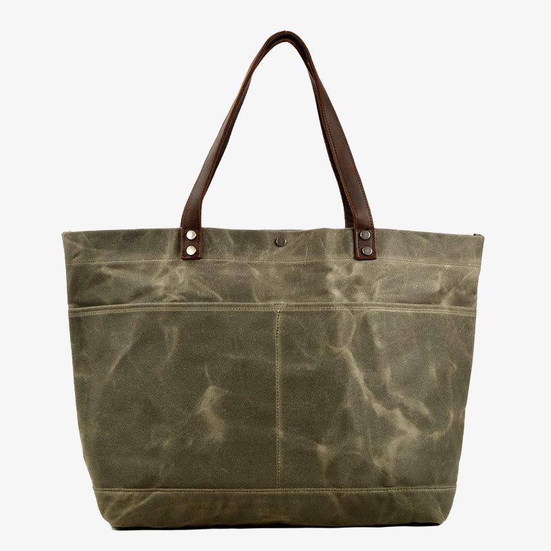 Wax Canvas Tote Bag Concise Handbag Shopping Purse For Women