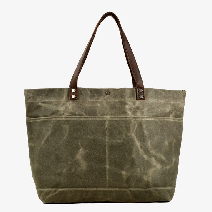 Wax Canvas Tote Bag Concise Handbag Shopping Purse For Women