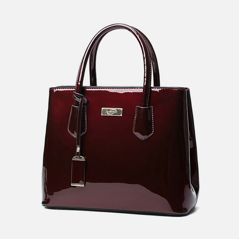 Retro mirror shiny leather Bucket Bag Women Crossbody handbag - DarkRed - image 0