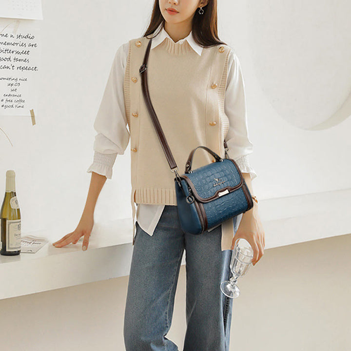 Crocodile Print Handbag For Women Roomy PU Leather Crossbody Bag