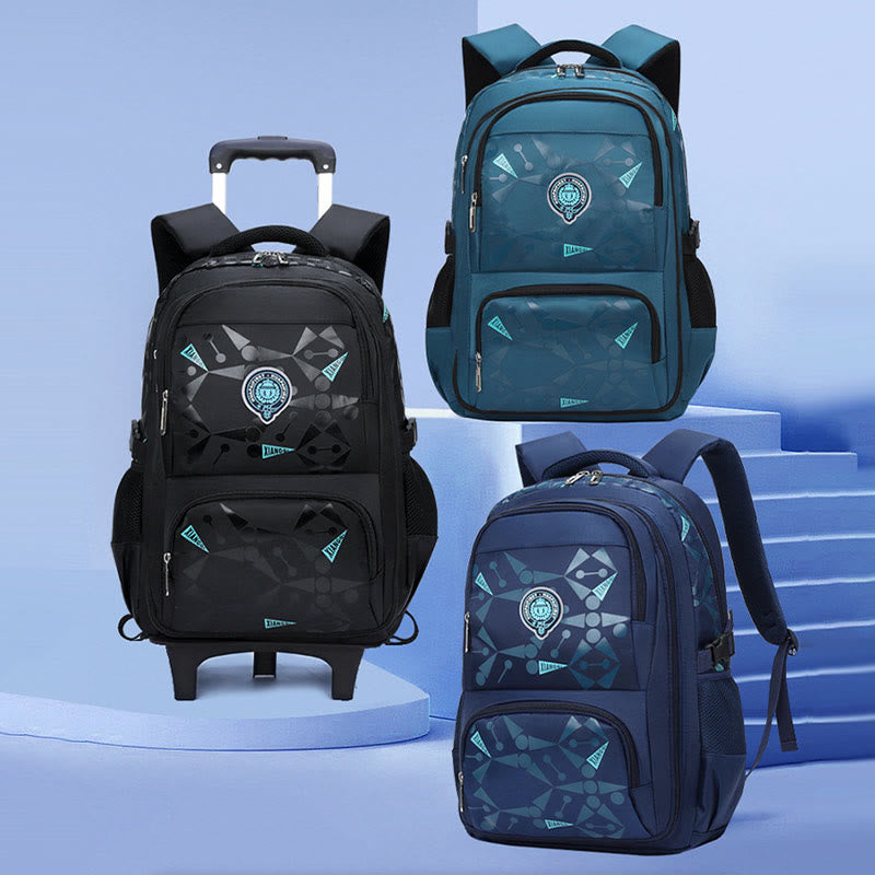 Rolling Wheels Backpack Multifunctional Travel Bookbag For Teens Students