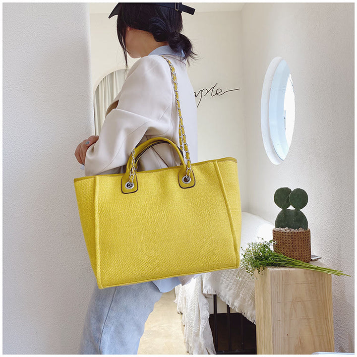 Crossbody Canvas Tote For Women Chain Strap Bucket Bag