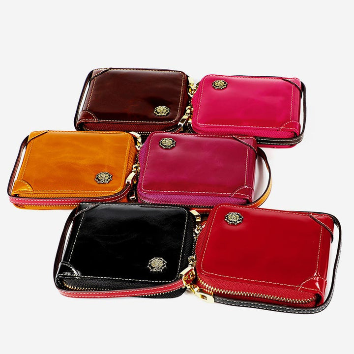 Small Bifold Zip Around Wallet RFID Blocking with Card Holder Coin Purse