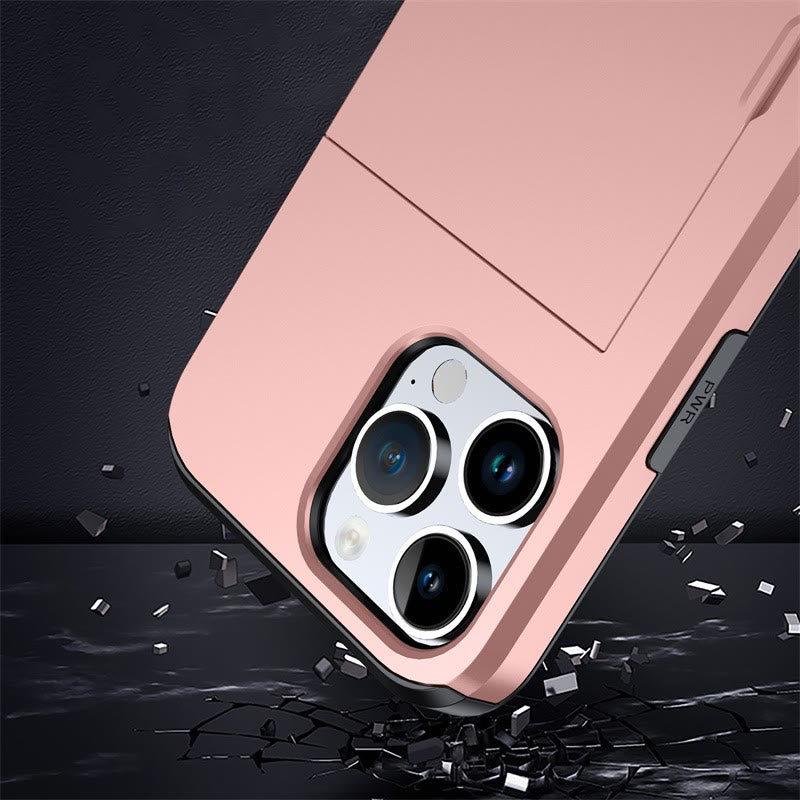 Iphone Slide Card Phone Case 2 In 1 Anti Fall Wallet Case