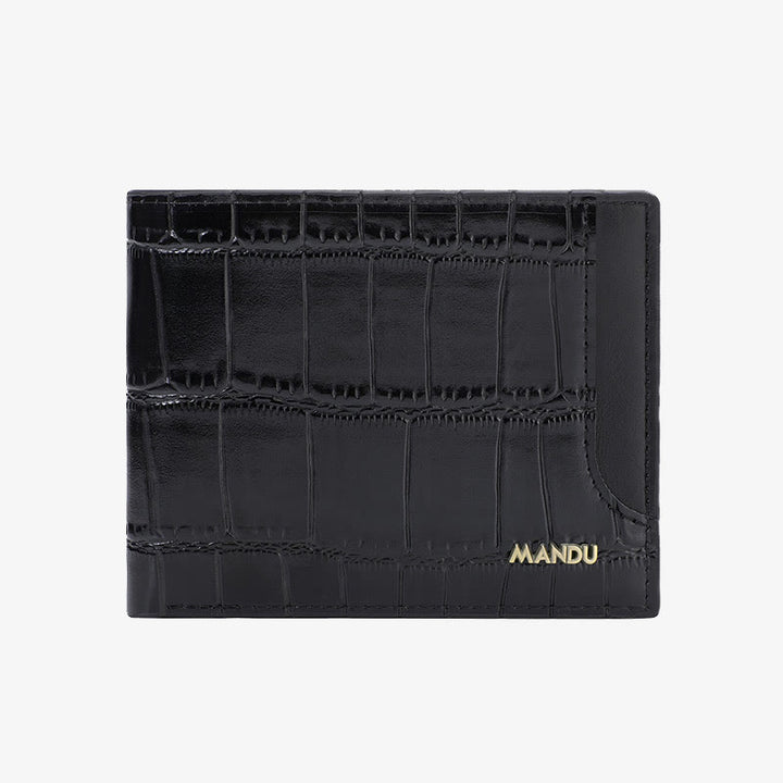 RFID Zipper Wallet For Men Stone Print Leather Purse
