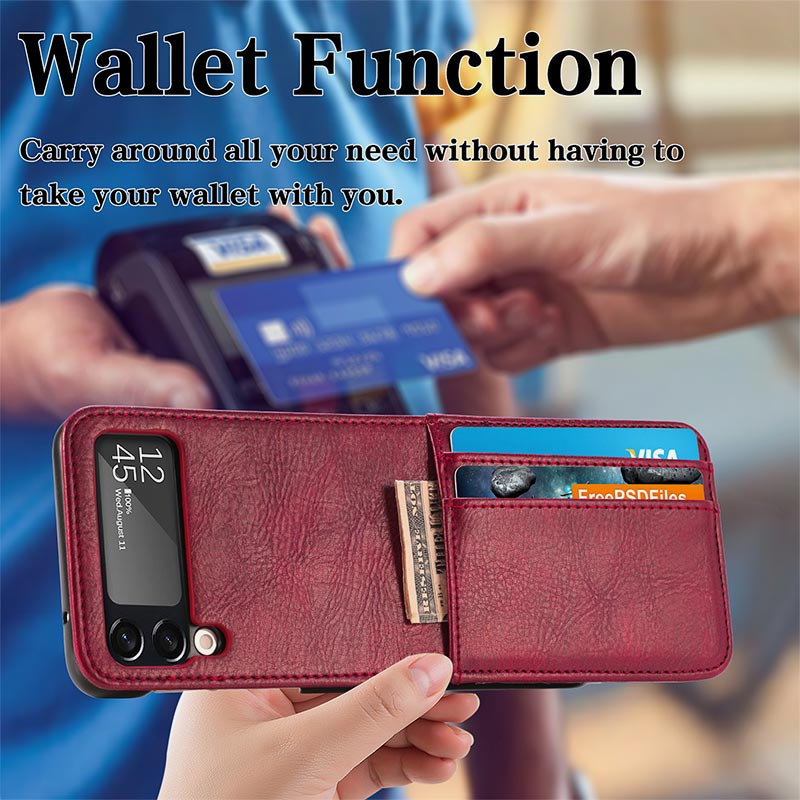 Samsung Galaxy Z Flip& Z Flip 3/4/5/6 Phone Case Leather Phone Bag with Multi-Slot