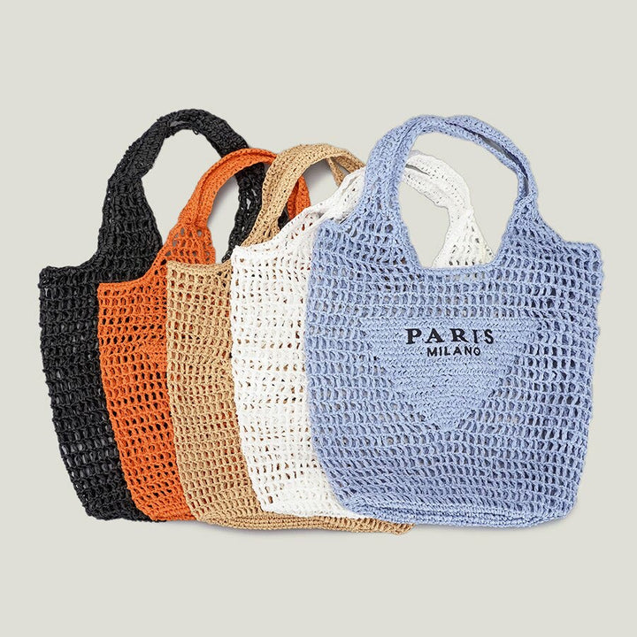 Beach Bag For Women Knitted Retro Hollowed Out Handbag