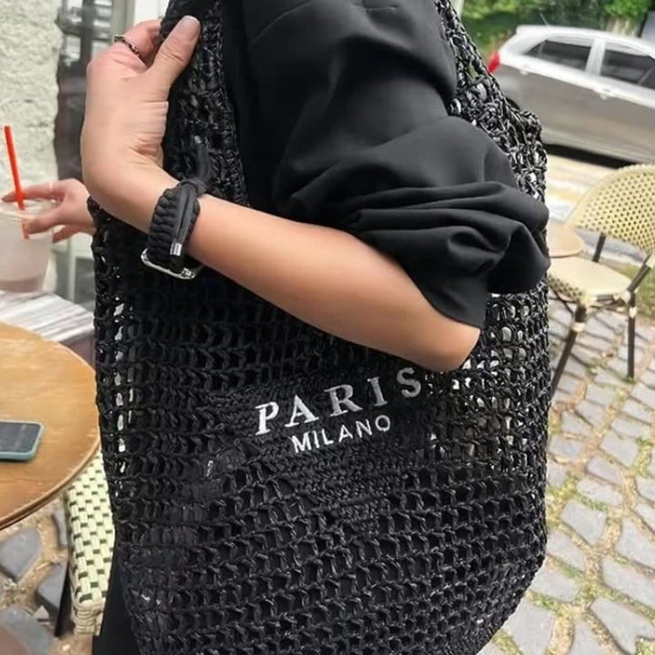 Beach Bag For Women Knitted Retro Hollowed Out Handbag