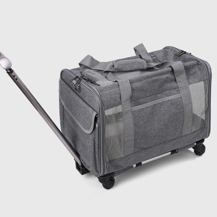 Rolling Pet Carrier Foldable Breathable Pull Rod Pet Bag