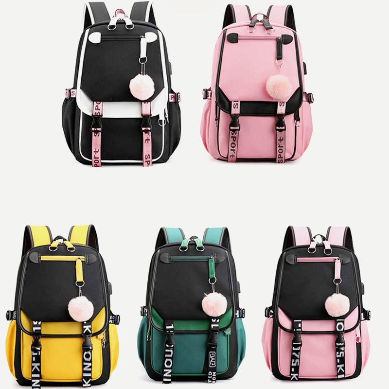 Teenage Girls School Backpack Student Bookbag with USB & Earphone Port