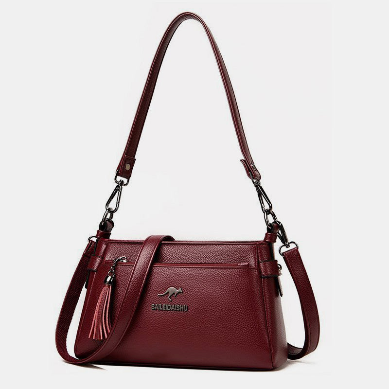 Genuine Leather Crossbody Purse for Women Small Tassel Crossover Shoulder Bag - image 11