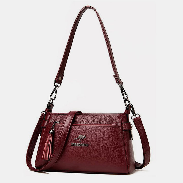 Genuine Leather Crossbody Purse for Women Small Tassel Crossover Shoulder Bag - image 11