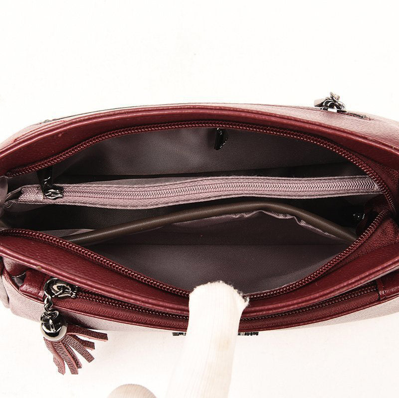 Genuine Leather Crossbody Purse for Women Small Tassel Crossover Shoulder Bag - image 1