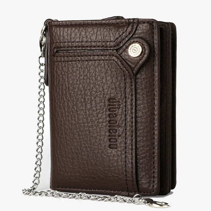 Antitheft Chain Wallet For Men Retro Leather Money Clip