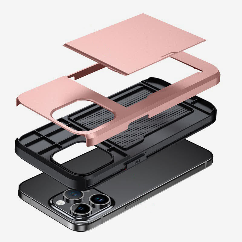 Iphone Slide Card Phone Case 2 In 1 Anti Fall Wallet Case