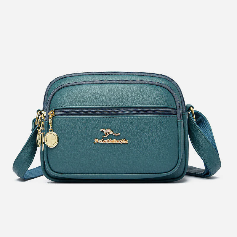 Double Compartment Purse Women Minimalist Soft Leather Cross Body Bag