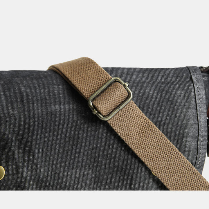 Large Capacity Retro Oil-Wax Canvas Crossbody Bag Messenger Bag - image 14