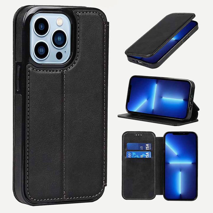 Phone Case for iPhone 14 Clamshell Leather Card Slot Case