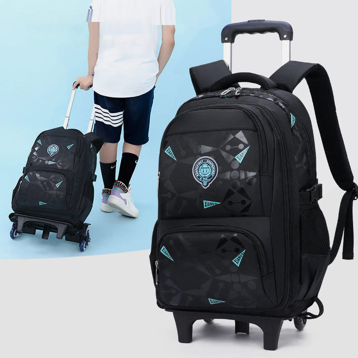 Rolling Wheels Backpack Multifunctional Travel Bookbag For Teens Students
