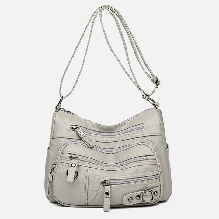 Multiple Pocket Minimalist Leather Purse For Women Organized Crossbody Bag