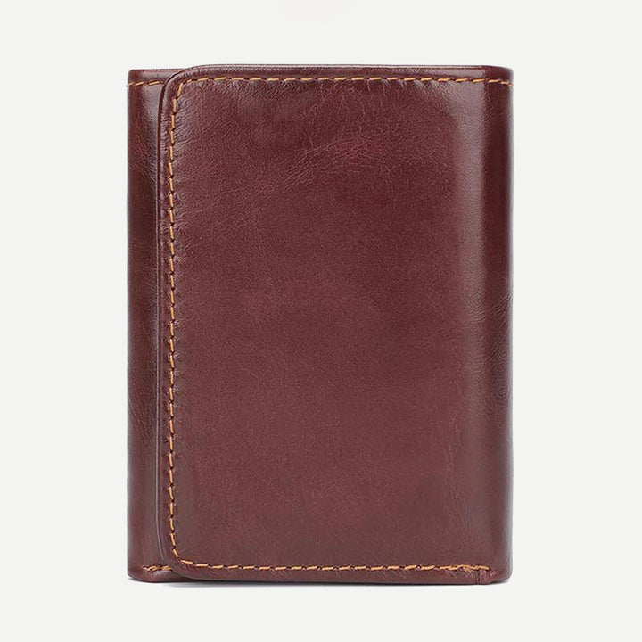 Men's Trifold Durable Wallets RFID Blocking Soft Genuine Leather Wallet