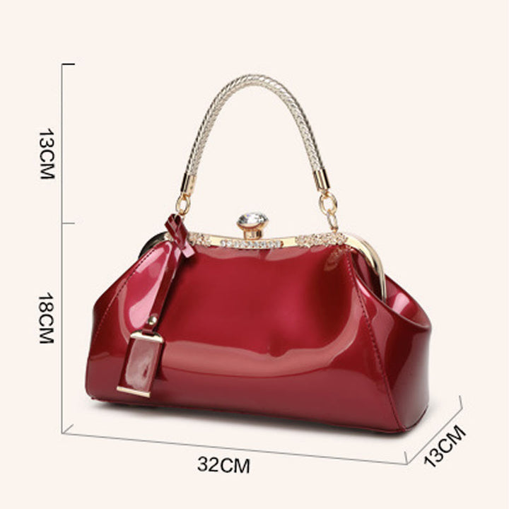 Plain Color Tote Ladies Glossy Patent Leather Crossbody Bag Handbag
