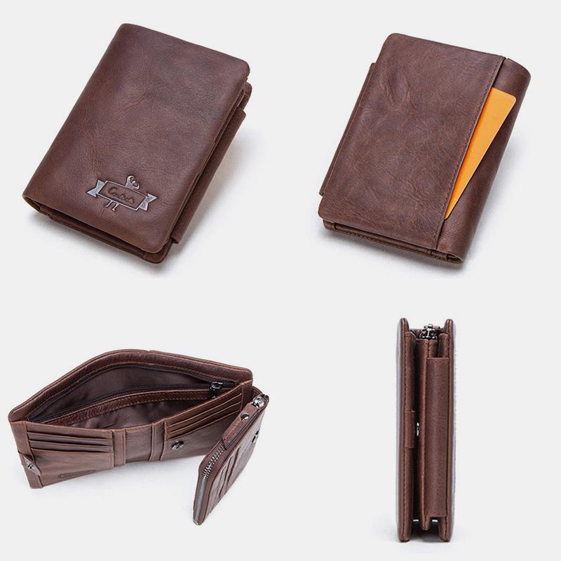 High Capacity Vintage Leather Trifold Wallet