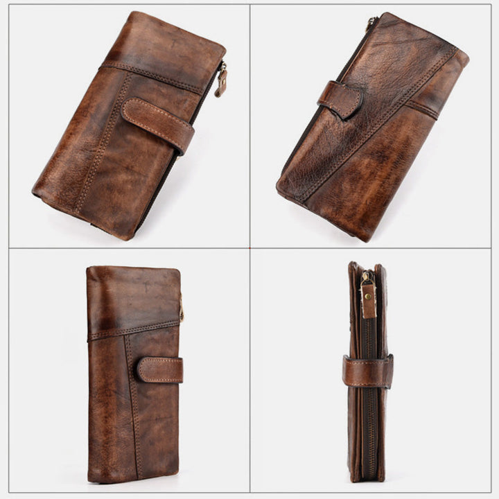 RFID Genuine Leather Long Wallet Purse