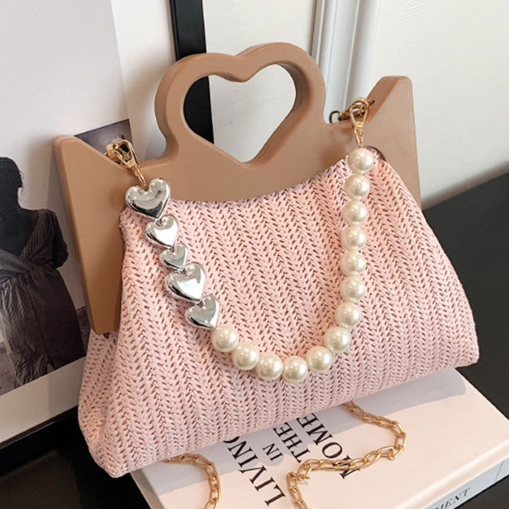 Handbag For Women Large Capacity Pearl Chain Crossbody Shoulder Bag