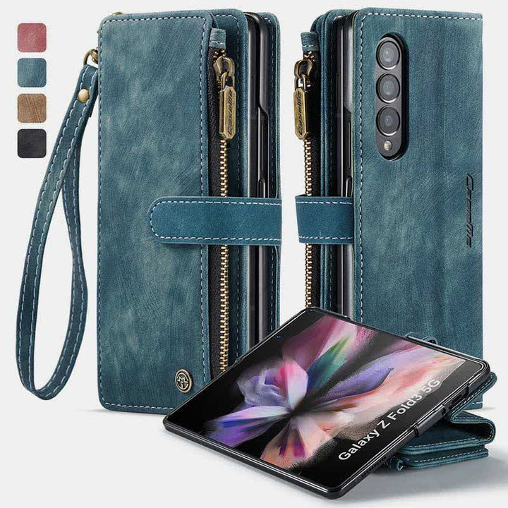 Galaxy Z Fold 3 4 5 Wallet Case with Card Holder Magnetic Kickstand for Women Men