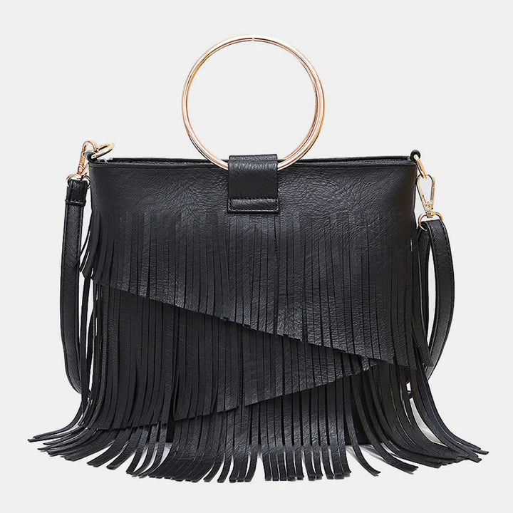 Tassel Leather Handbag For Women Music Party Classic Crossbody Bag