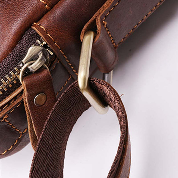 Men's Genuine Leather Large Capacity Crossbody Bag