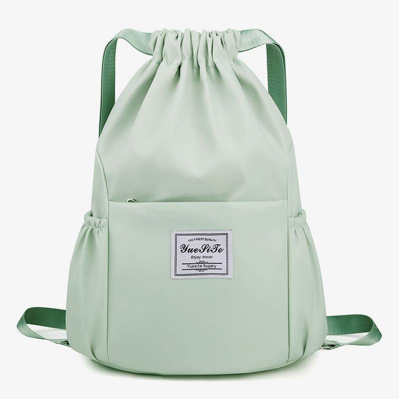 Waterproof String Bag Foldable Sports Gym Drawstring Backpack with Side Pocket