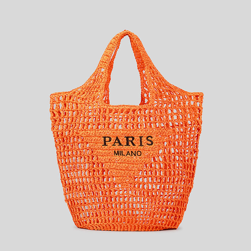 Beach Bag For Women Knitted Retro Hollowed Out Handbag