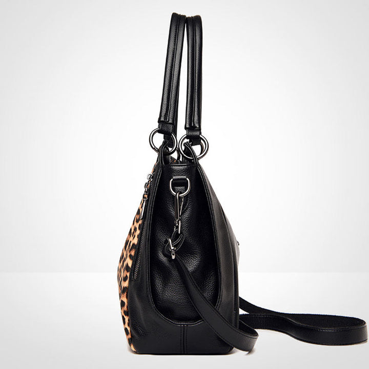 Leopard Zebra Print Tote For Women Vegan Leather Large Handbag
